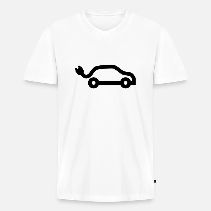 E-Car - Männer Premium Bio T-Shirt mit V-Ausschnitt - Weiß