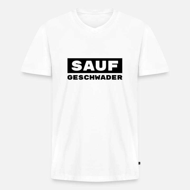 Saufgeschwader / Trinkshirt / Gruppenshirt - Männer Premium Bio T-Shirt mit V-Ausschnitt - Weiß