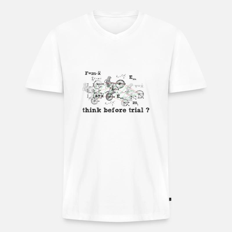 Think before Trial? - Männer Premium Bio T-Shirt mit V-Ausschnitt - Weiß