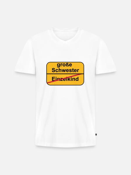 große Schwester - Männer Premium Bio T-Shirt mit V-Ausschnitt - Weiß