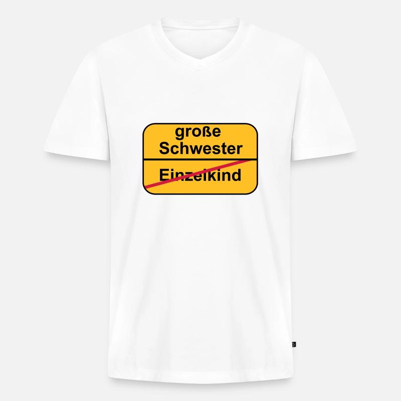 große Schwester - Männer Premium Bio T-Shirt mit V-Ausschnitt - Weiß