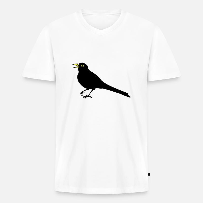 Amsel - Männer Premium Bio T-Shirt mit V-Ausschnitt - Weiß
