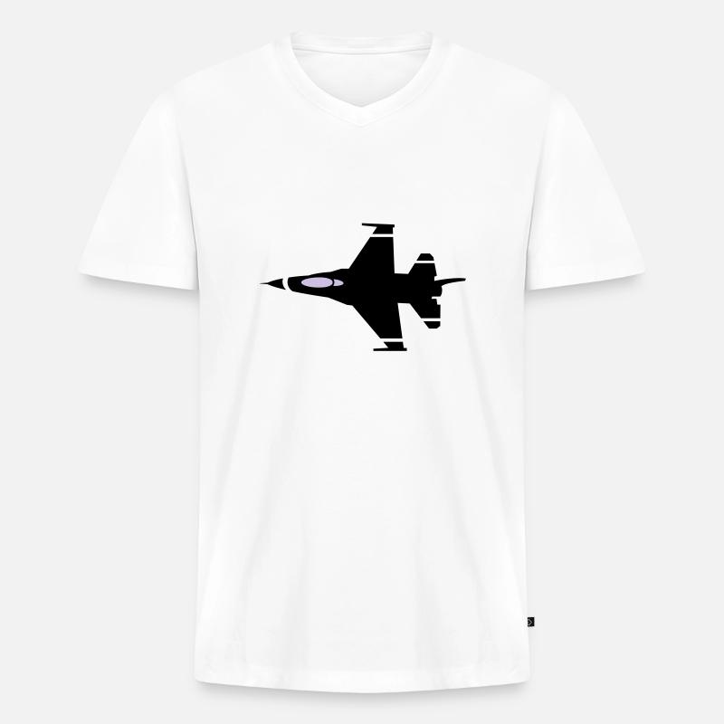 kampfjet - Männer Premium Bio T-Shirt mit V-Ausschnitt - Weiß