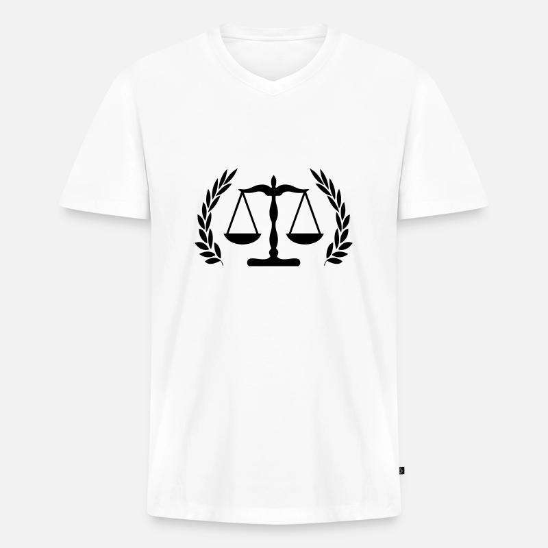 Justice Logo - Männer Premium Bio T-Shirt mit V-Ausschnitt - Weiß