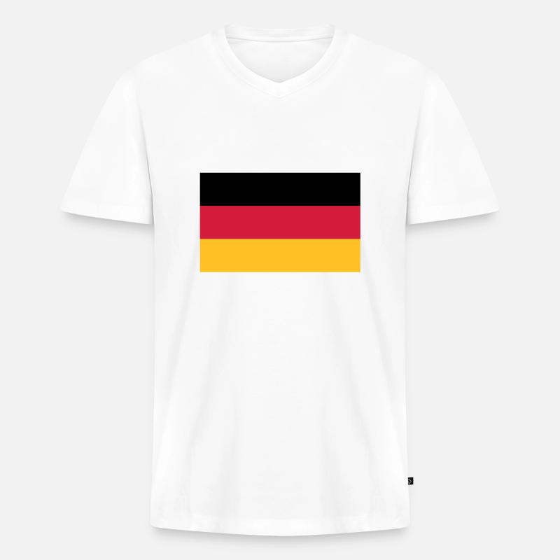 Deutschlandfahne - Männer Premium Bio T-Shirt mit V-Ausschnitt - Weiß