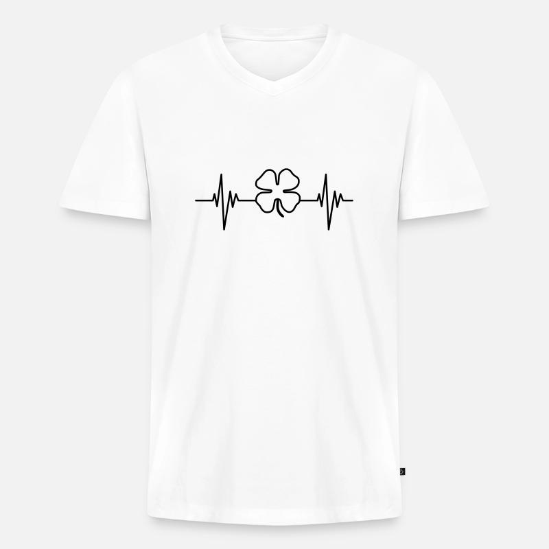 Clover Pulse - Männer Premium Bio T-Shirt mit V-Ausschnitt - Weiß