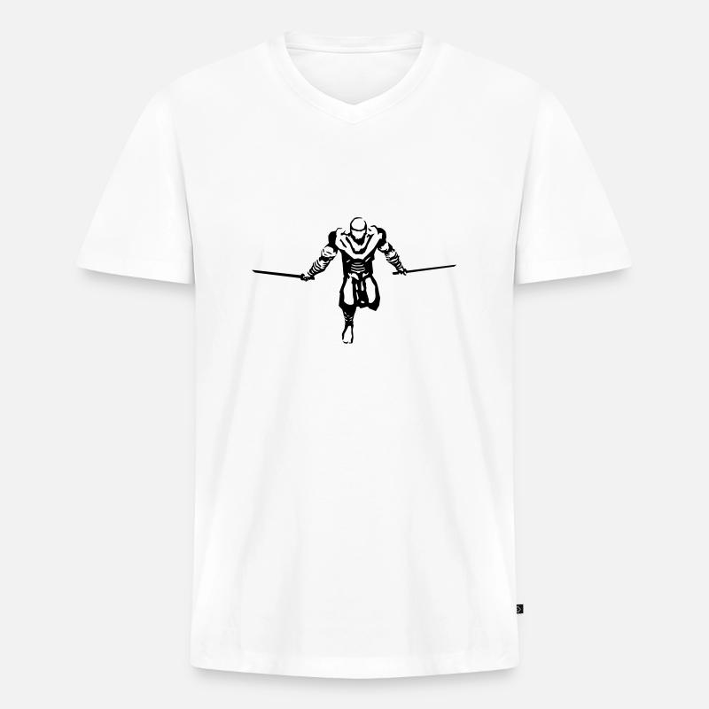 ninja - Männer Premium Bio T-Shirt mit V-Ausschnitt - Weiß