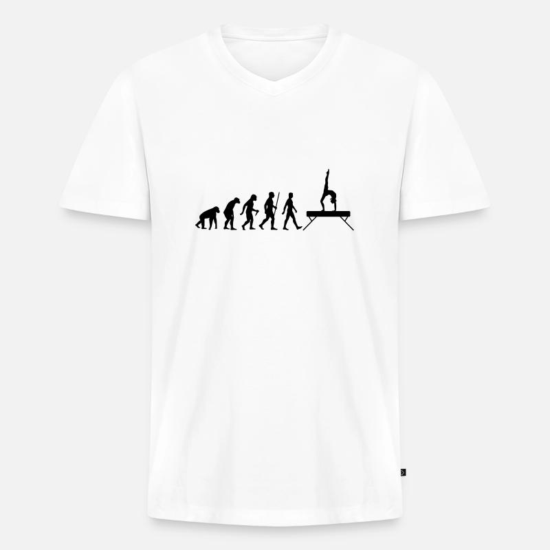 Evolution Schwebebalken - Männer Premium Bio T-Shirt mit V-Ausschnitt - Weiß
