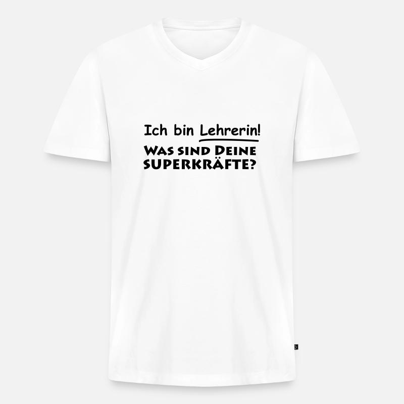 lehrerin - Männer Premium Bio T-Shirt mit V-Ausschnitt - Weiß