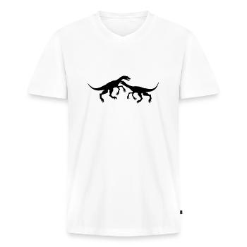 2 kampf raptor jagen silhouette schwarz umriss t-r - Männer Premium Bio T-Shirt mit V-Ausschnitt - Weiß - Vorne - Nico (187cm)