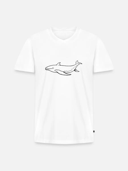 Wal - Männer Premium Bio T-Shirt mit V-Ausschnitt - Weiß