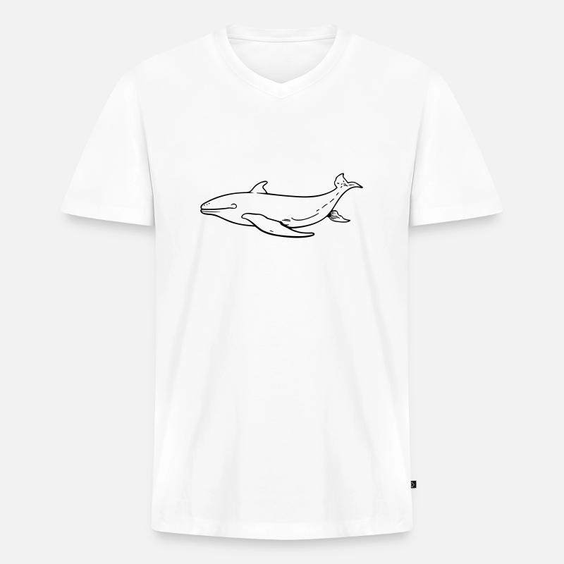 Wal - Männer Premium Bio T-Shirt mit V-Ausschnitt - Weiß