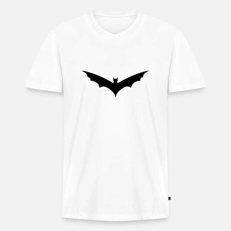 Fledermaus - Männer Premium Bio T-Shirt mit V-Ausschnitt - Weiß