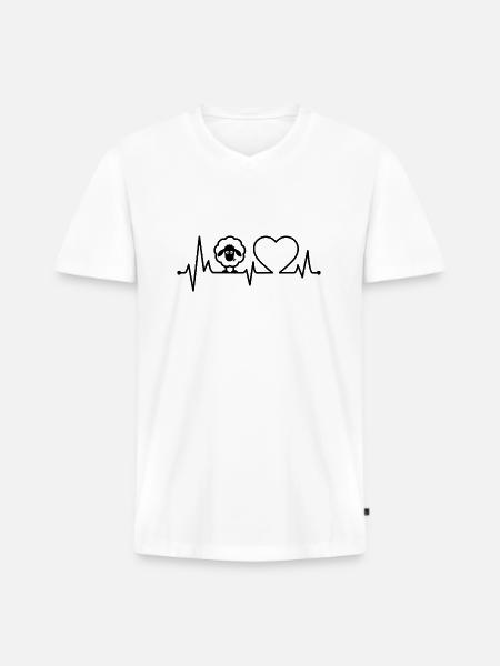 Sheep heartbeat - Men's Premium Organic T-shirt with V-neck - white