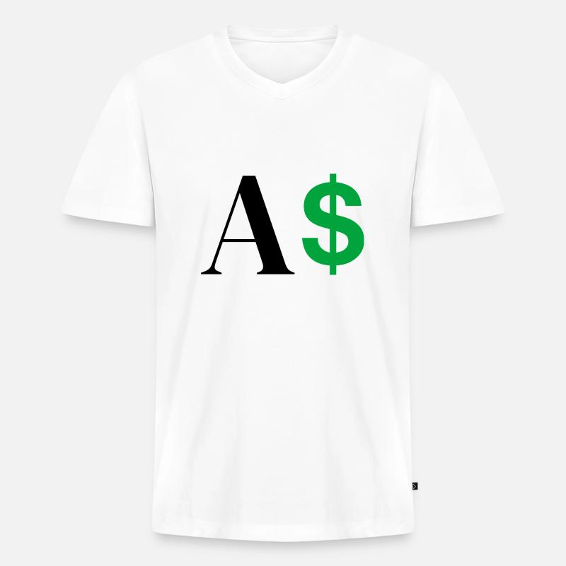Dollar-Buchstabe - Männer Premium Bio T-Shirt mit V-Ausschnitt - Weiß
