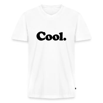 Cool - Männer Premium Bio T-Shirt mit V-Ausschnitt - Weiß - Vorne - Nico (187cm)