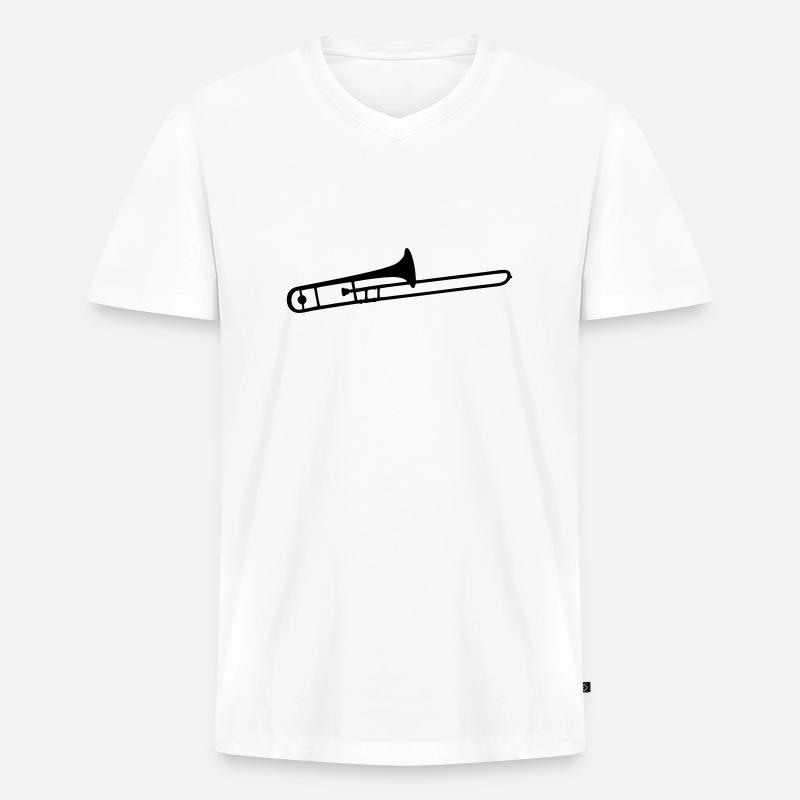 posaune - Männer Premium Bio T-Shirt mit V-Ausschnitt - Weiß