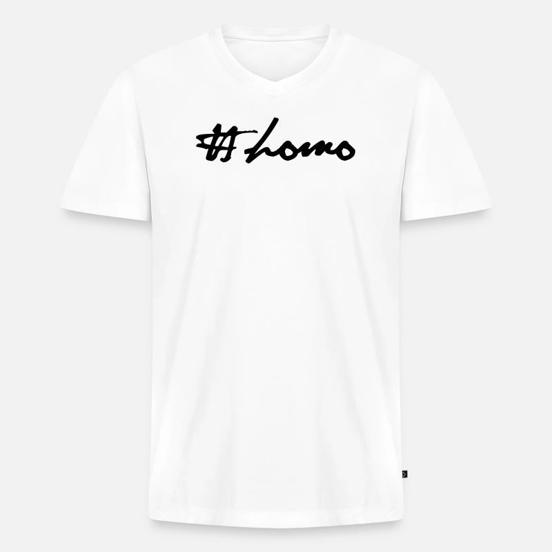 # homo - Männer Premium Bio T-Shirt mit V-Ausschnitt - Weiß