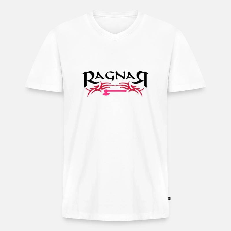 Ragnar_1 - Männer Premium Bio T-Shirt mit V-Ausschnitt - Weiß