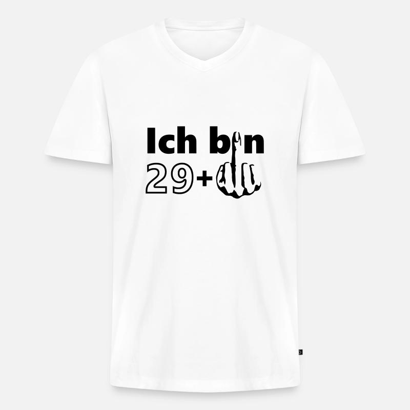 Ich bin 29 + - Männer Premium Bio T-Shirt mit V-Ausschnitt - Weiß