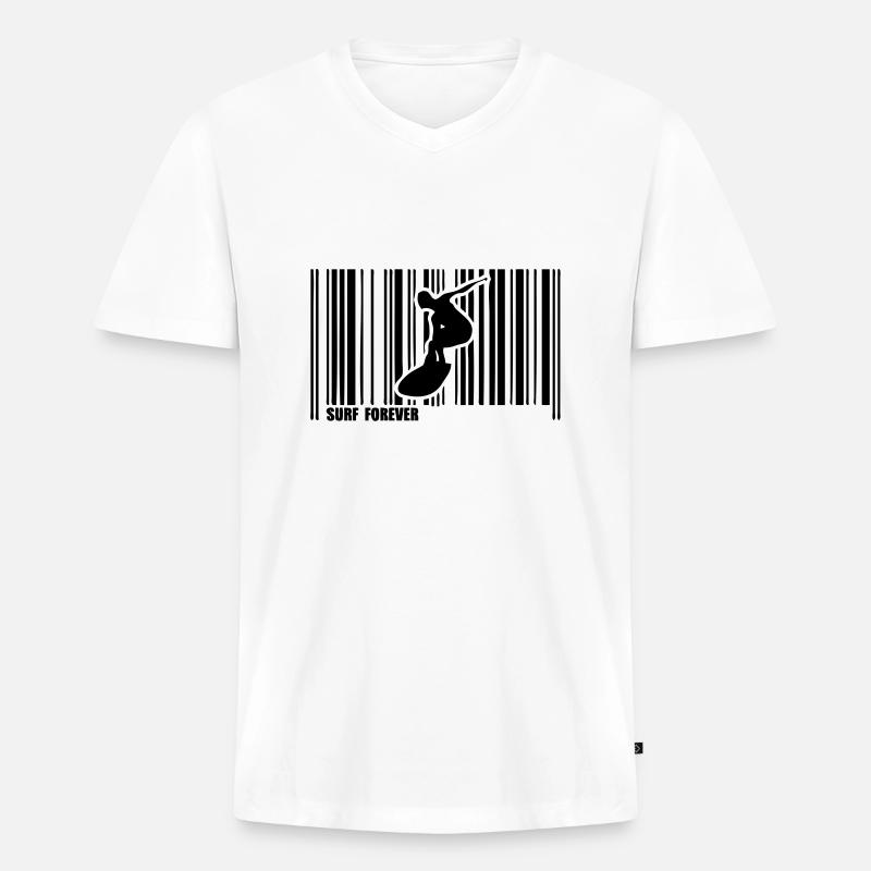 Kitesurf-Bar-Code - Männer Premium Bio T-Shirt mit V-Ausschnitt - Weiß