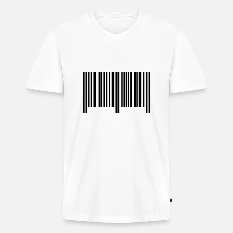 barcode symbol - Männer Premium Bio T-Shirt mit V-Ausschnitt - Weiß