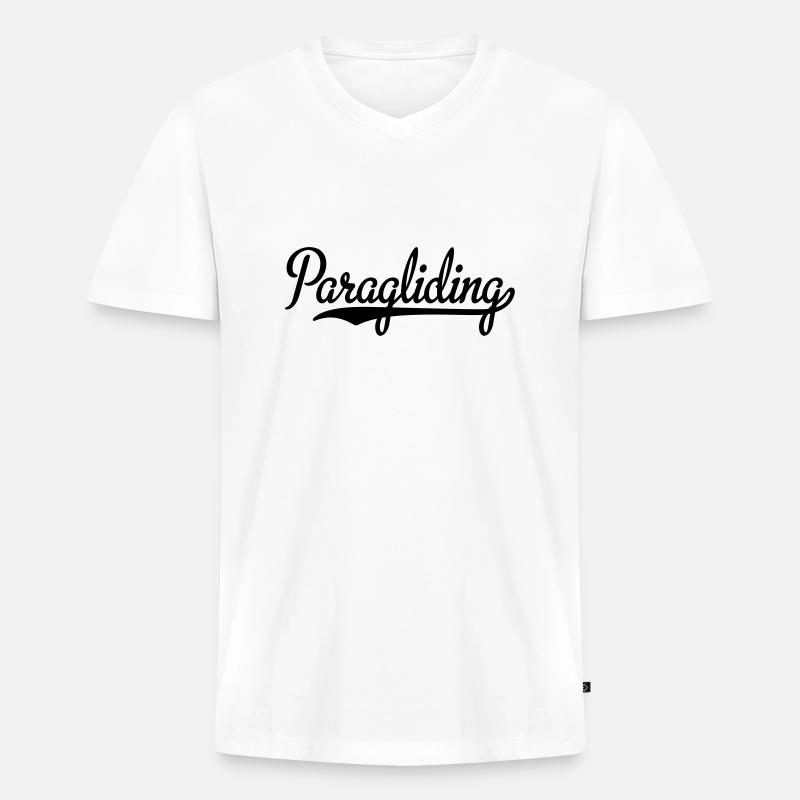 Paragliding - Männer Premium Bio T-Shirt mit V-Ausschnitt - Weiß