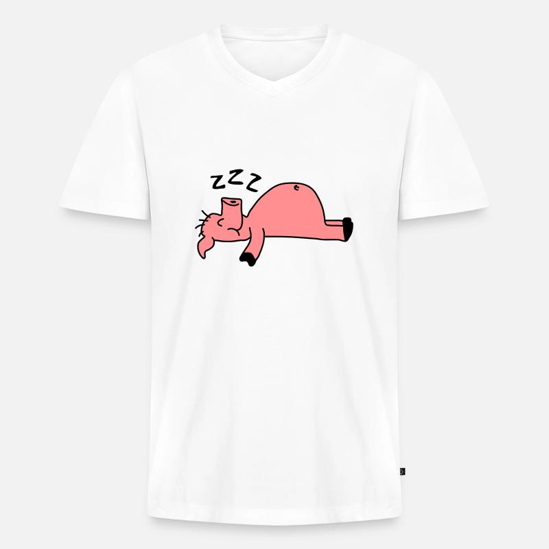 Sleeping Pig - Männer Premium Bio T-Shirt mit V-Ausschnitt - Weiß