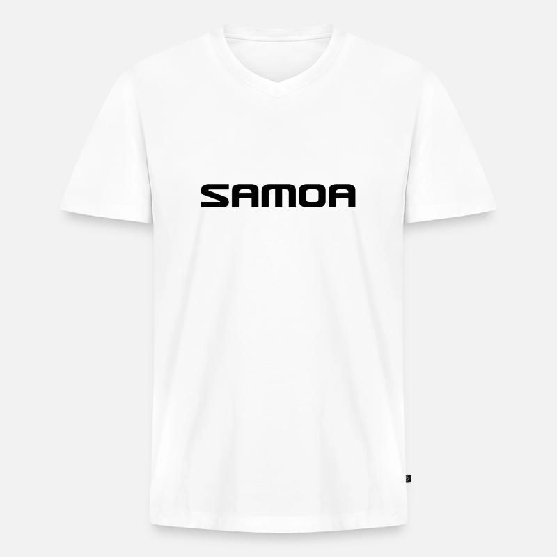 Samoa Logo Polynesien Pacific - Männer Premium Bio T-Shirt mit V-Ausschnitt - Weiß