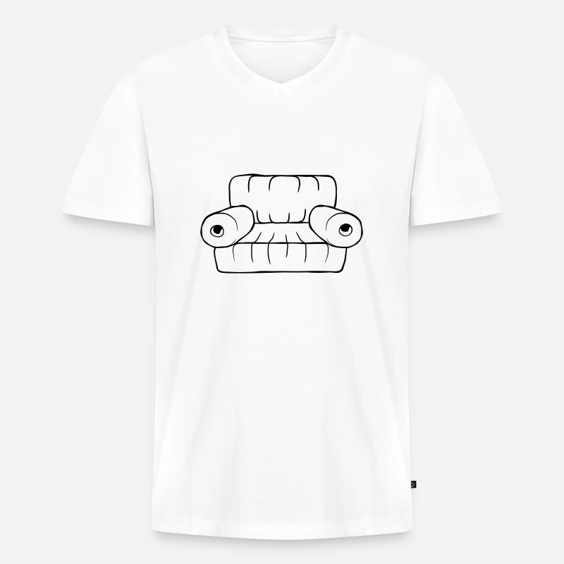 Couch Sofa Wohnzimmer Möbel - Männer Premium Bio T-Shirt mit V-Ausschnitt - Weiß