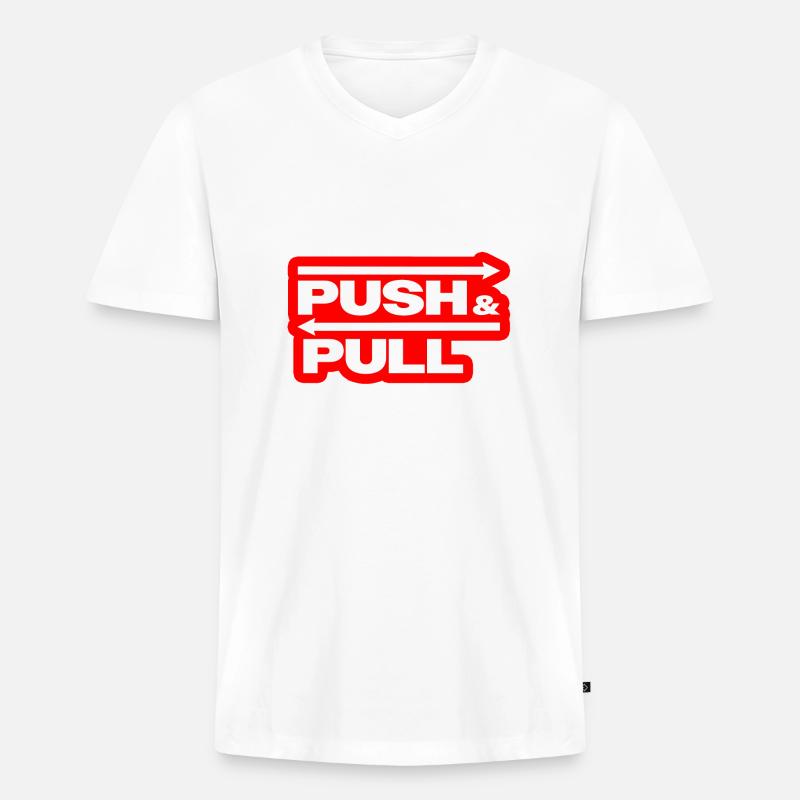 Push and Pull Red - Männer Premium Bio T-Shirt mit V-Ausschnitt - Weiß