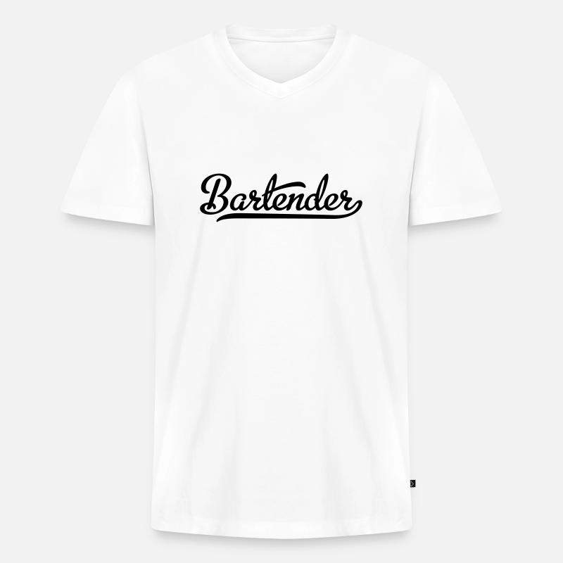Bartender - Männer Premium Bio T-Shirt mit V-Ausschnitt - Weiß