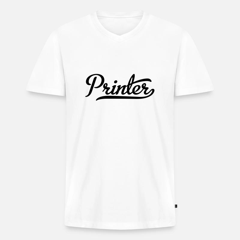 Printer - Männer Premium Bio T-Shirt mit V-Ausschnitt - Weiß