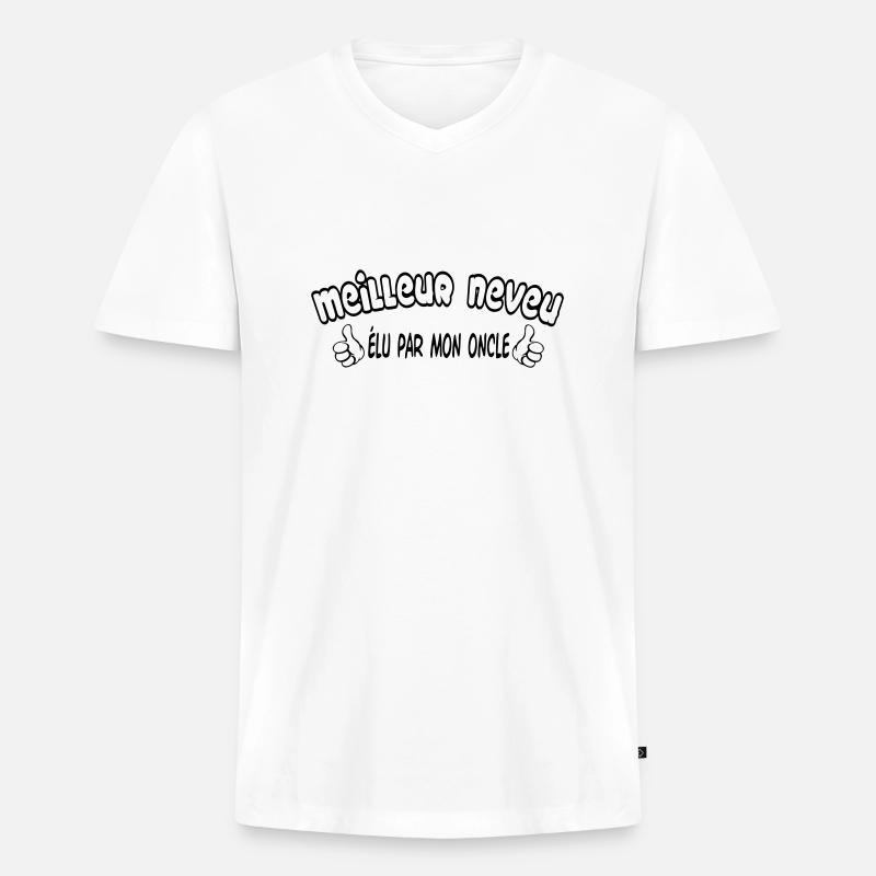 BESTER Neffe - Männer Premium Bio T-Shirt mit V-Ausschnitt - Weiß