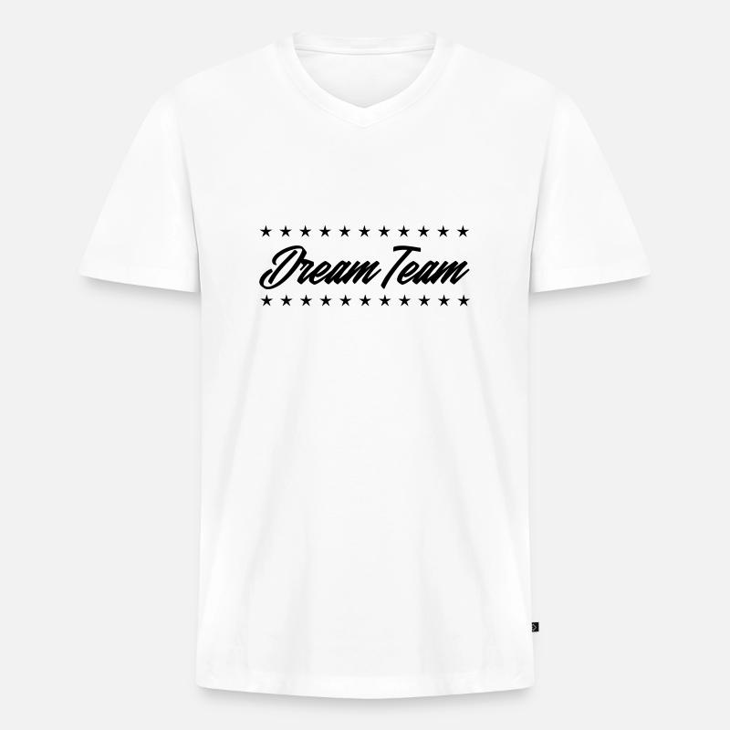dream team - Männer Premium Bio T-Shirt mit V-Ausschnitt - Weiß