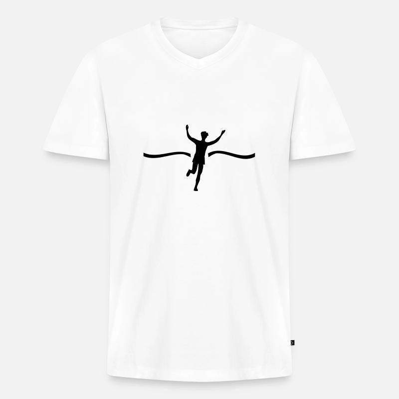 Läufer Sieger - Männer Premium Bio T-Shirt mit V-Ausschnitt - Weiß