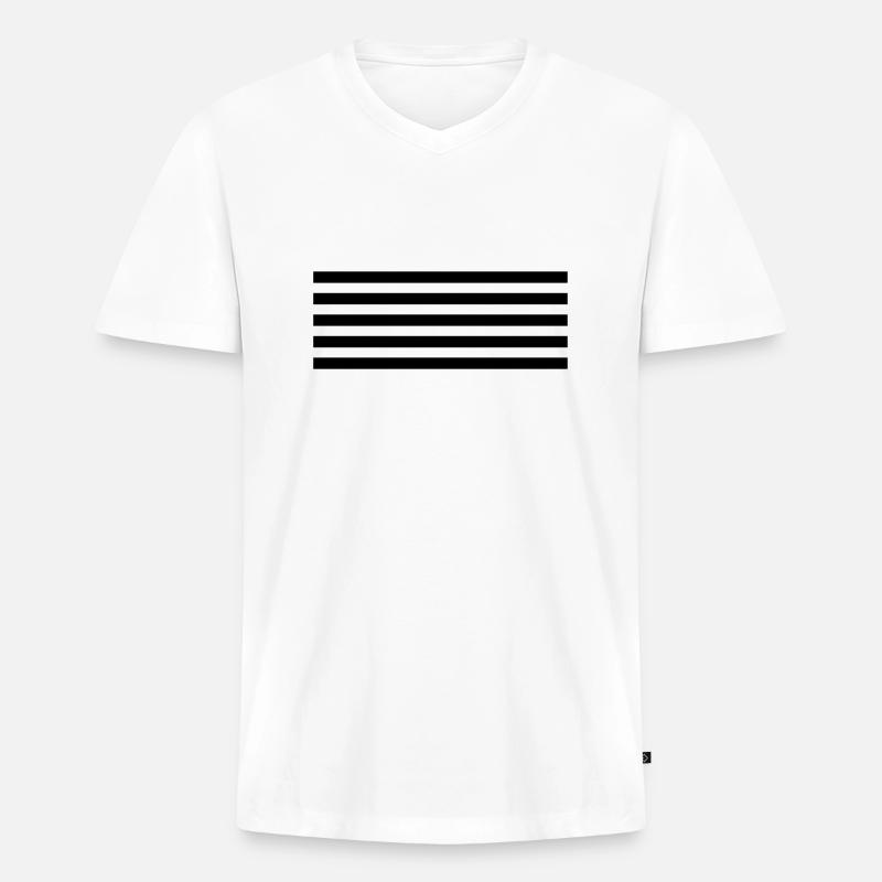 Gestreift - Männer Premium Bio T-Shirt mit V-Ausschnitt - Weiß
