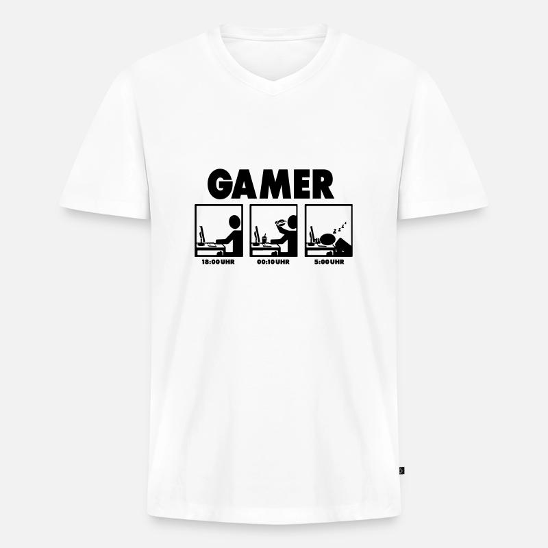 ZOCKEN - Männer Premium Bio T-Shirt mit V-Ausschnitt - Weiß