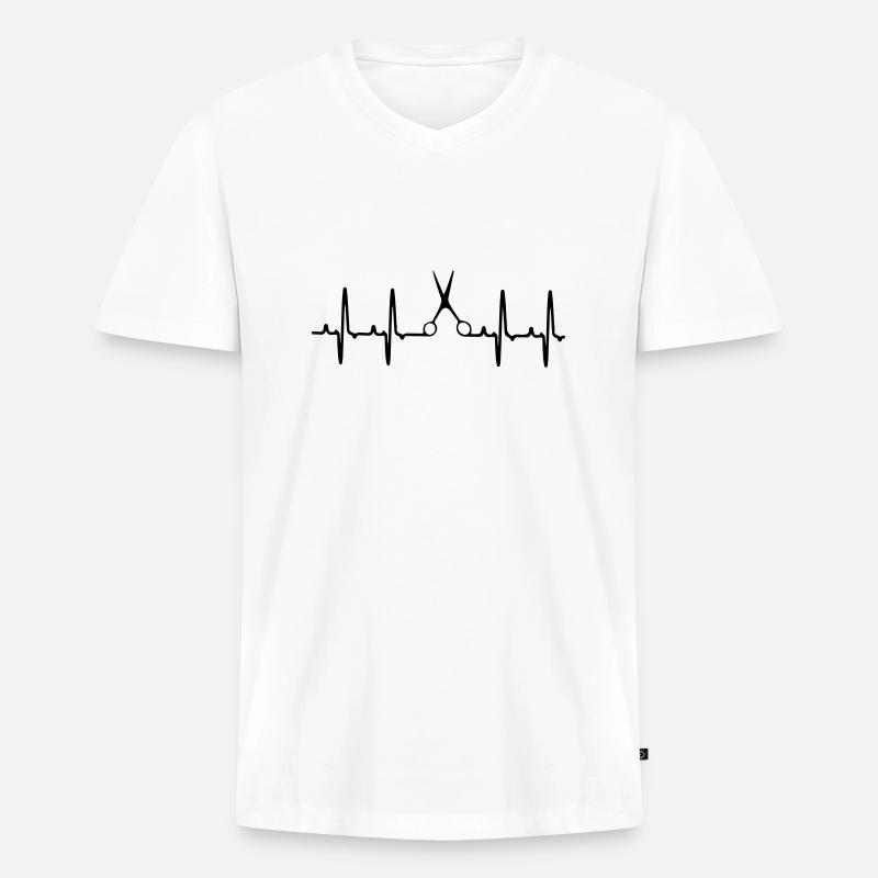 Puls Schere - Männer Premium Bio T-Shirt mit V-Ausschnitt - Weiß
