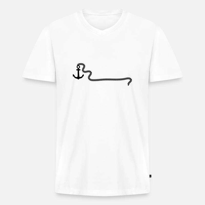 anker - Männer Premium Bio T-Shirt mit V-Ausschnitt - Weiß