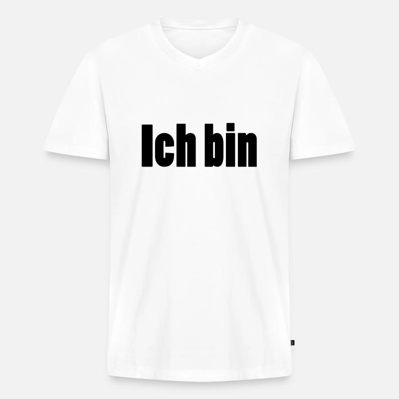 ich bin + dein Name - Männer Premium Bio T-Shirt mit V-Ausschnitt - Weiß