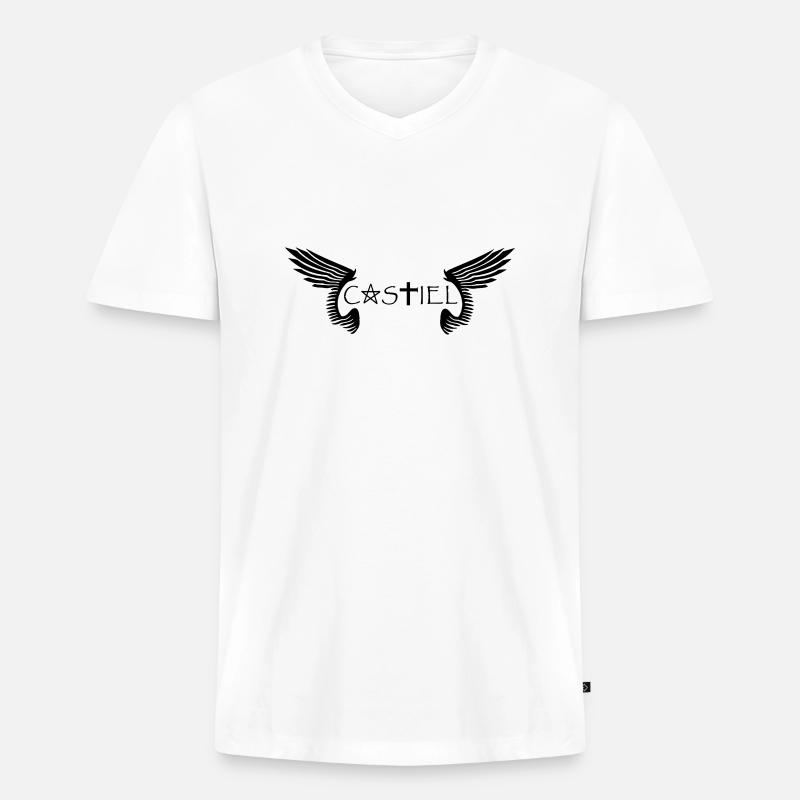 Castiel - Männer Premium Bio T-Shirt mit V-Ausschnitt - Weiß