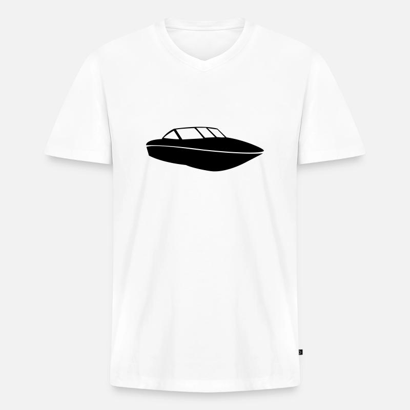 Boat de - Männer Premium Bio T-Shirt mit V-Ausschnitt - Weiß