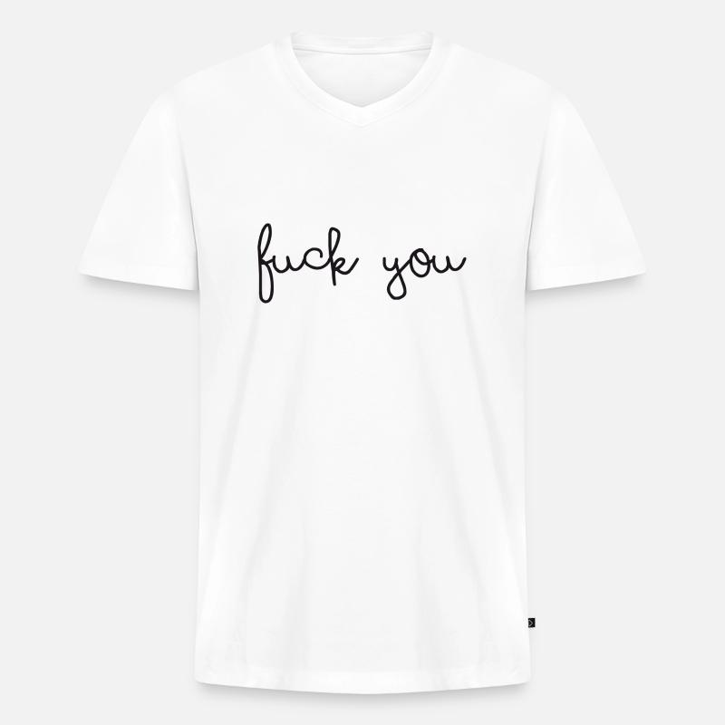 fickt euch - Männer Premium Bio T-Shirt mit V-Ausschnitt - Weiß