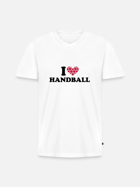 I Love Handball - Men's Premium Organic T-shirt with V-neck - white