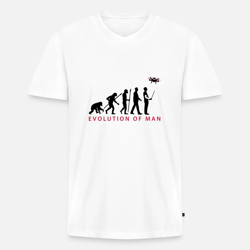 Evolution Modellflieger Drohne 4 Propeller - Männer Premium Bio T-Shirt mit V-Ausschnitt - Weiß