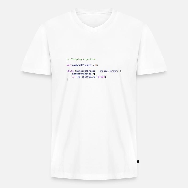 Programmers code sheep count logic - Men's Premium Organic T-shirt with V-neck - white
