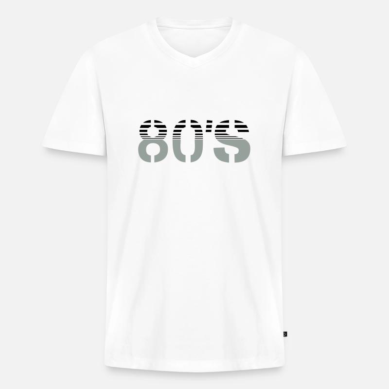 80s Logo - Männer Premium Bio T-Shirt mit V-Ausschnitt - Weiß