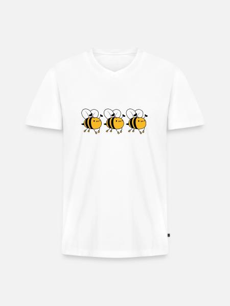 3 busy bees - Men's Premium Organic T-shirt with V-neck - white