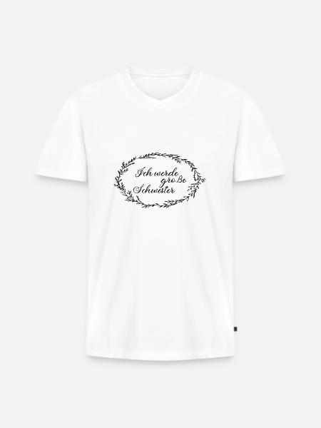 Ich werde grosse Schwester - Männer Premium Bio T-Shirt mit V-Ausschnitt - Weiß